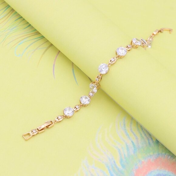 "Elegant Round Zircon Rose Gold Bracelet with Sparkling Finish, XPBL0921 - Picture 8 of 12